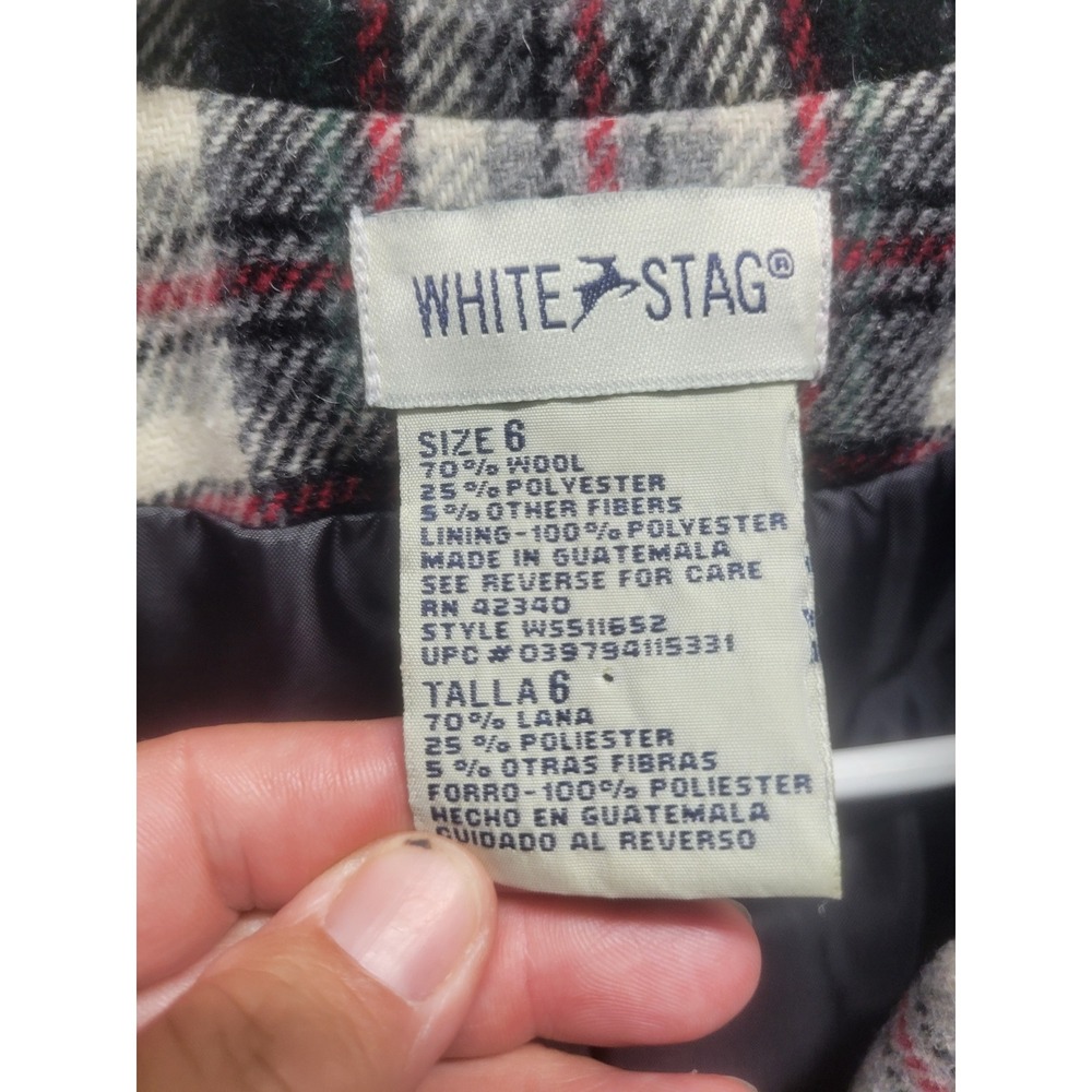 White Stag Womens Wool Blend Plaid Blazer Jacket Ivory Black Red W5511652 Size 6 - Picture 7 of 8